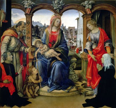 Nerli Altarpiece: Madonna and Child with the Young St. John the Baptist, St. Martin, St. Catherine and the Donors Tanai and Nanna dei Nerli by Filippino Lippi